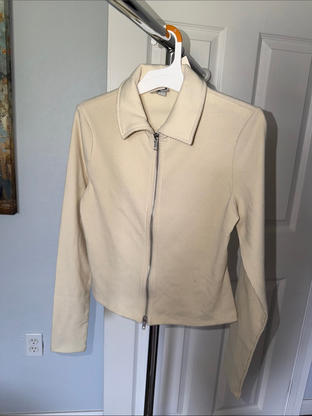 Target Off-White Zip-Front Bomber Jacket